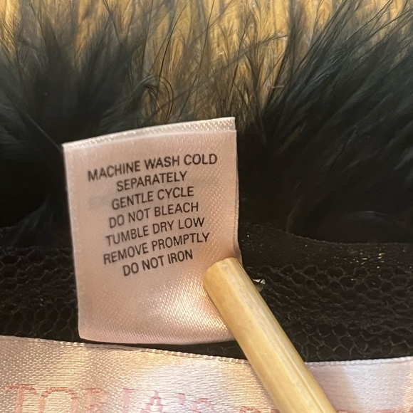 Victoria's Secret Black Sheer Lace Open Jacket Top Feather Boa Trim M/L Y2K Era? - Picture 9 of 11